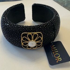14K Milor Genuine Stingray and Leather Bracelet